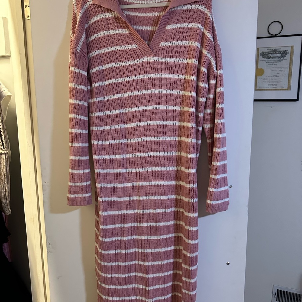 Amazon Pink and White Striped Dress